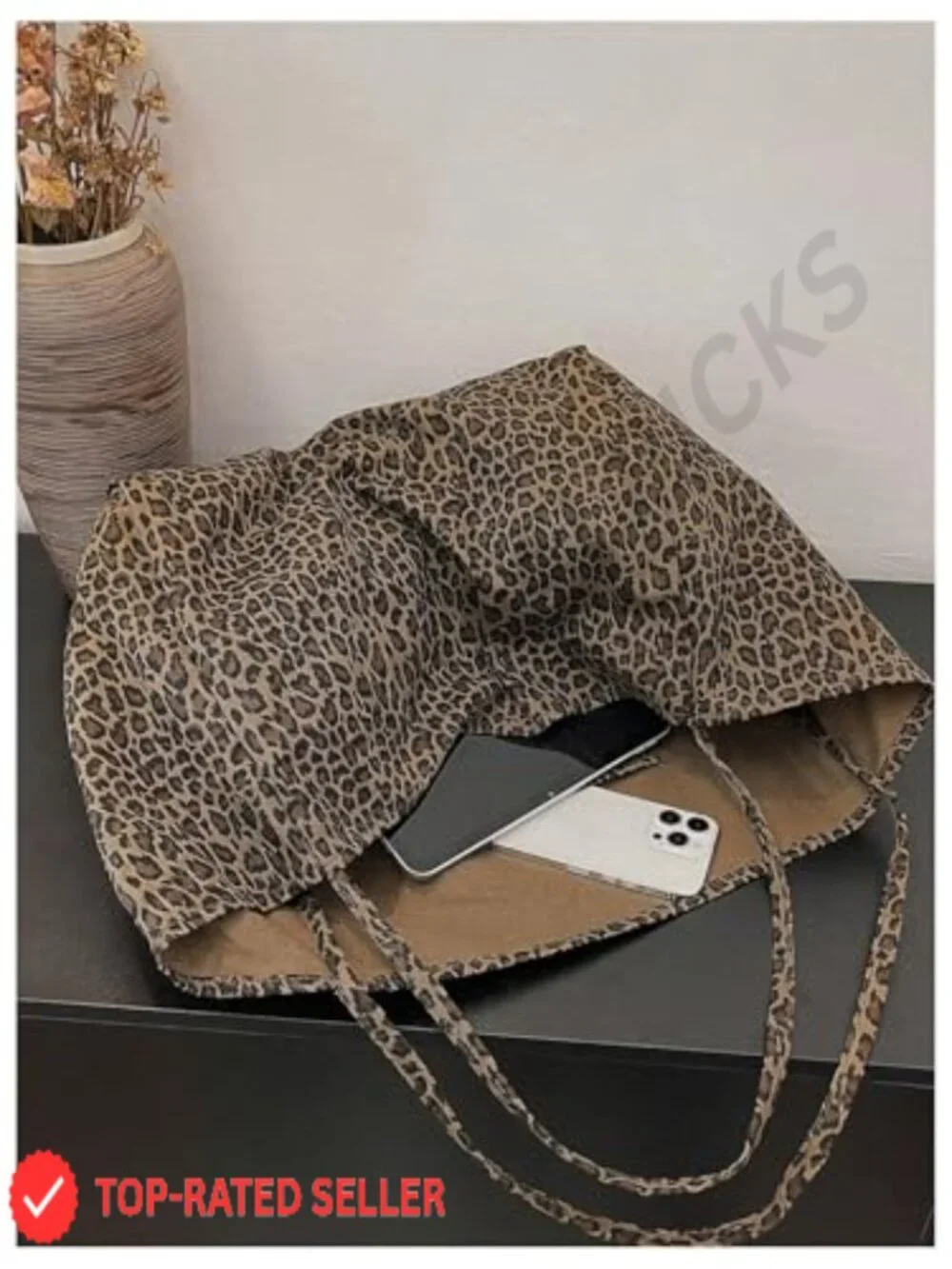 Leopard Print Tote Bag Oversize Shoulder Purse for Travel